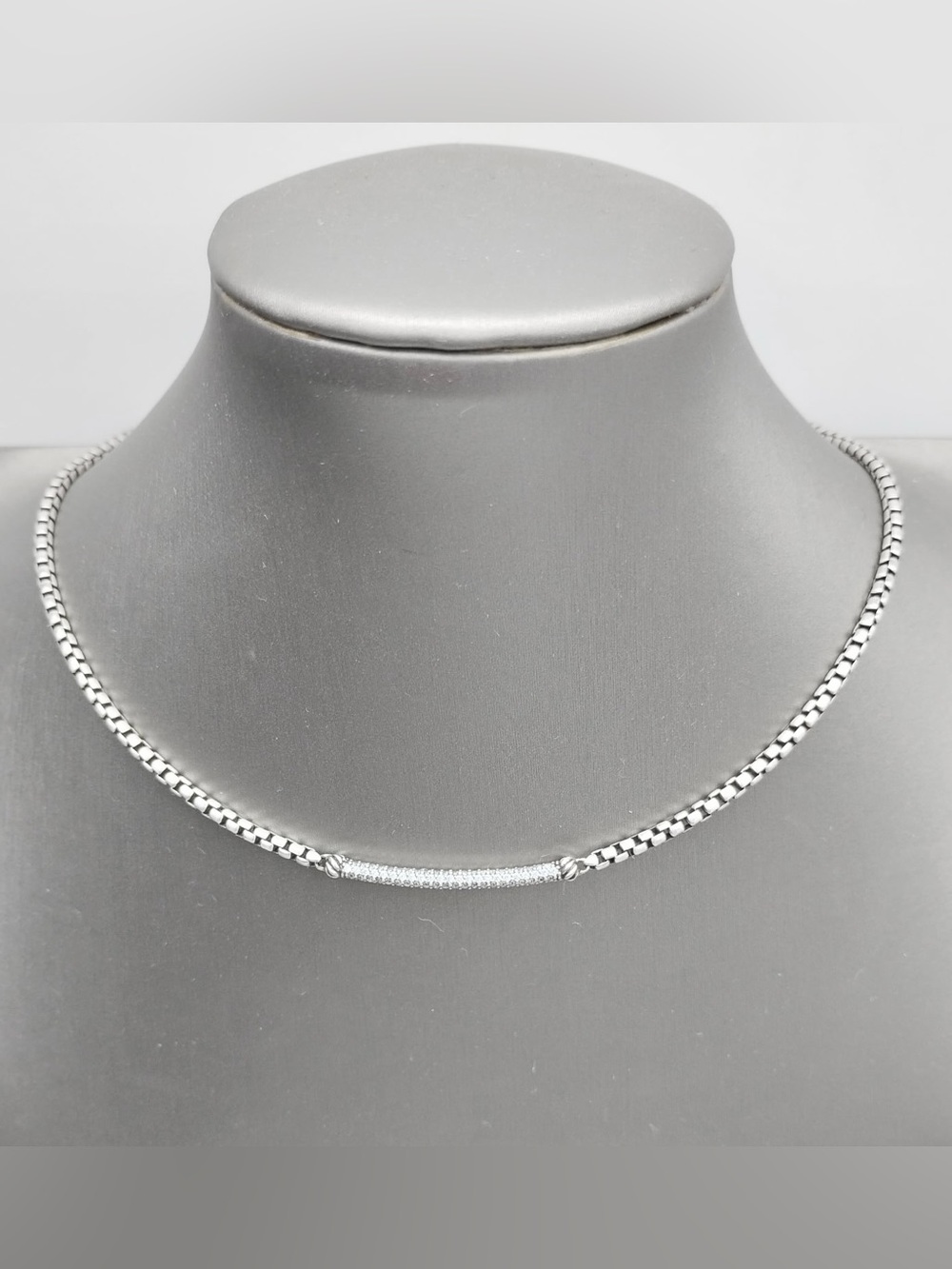 David Yurman Petite Pavé Metro Bar Necklace With Diamonds